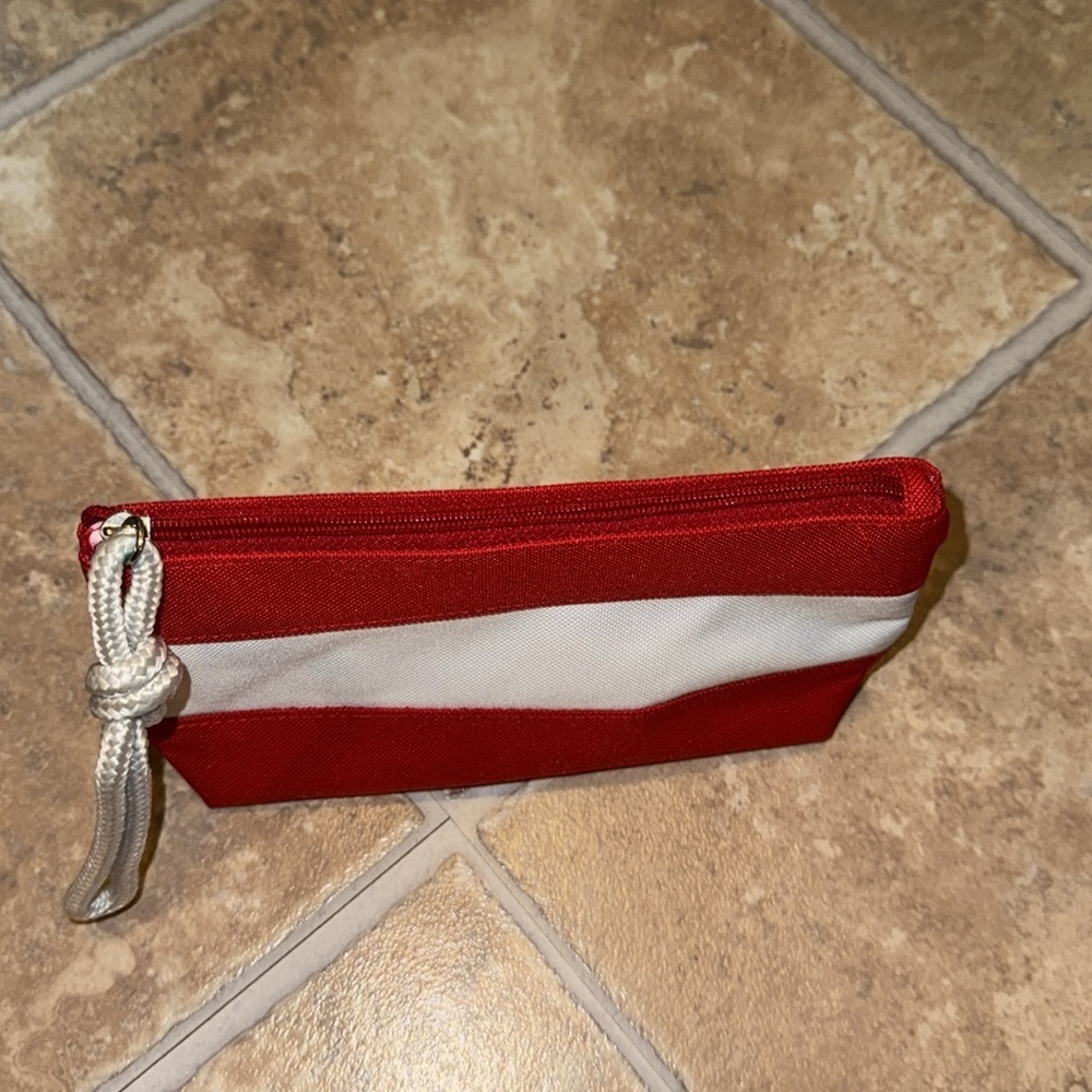 LANCÔME Summer Red/White Skincare/Makeup/Cosmetic Zipper Pouch Case Rope Pull - Picture 3 of 9